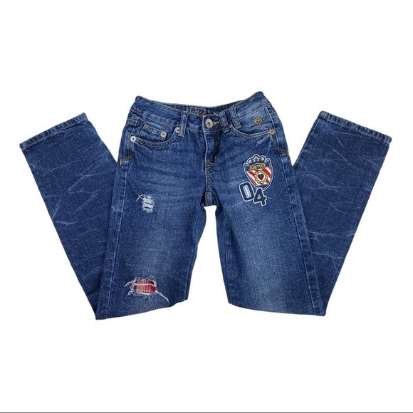 3/$20 Justice Girls Patch Jeans Size 10S - Picture 1 of 11